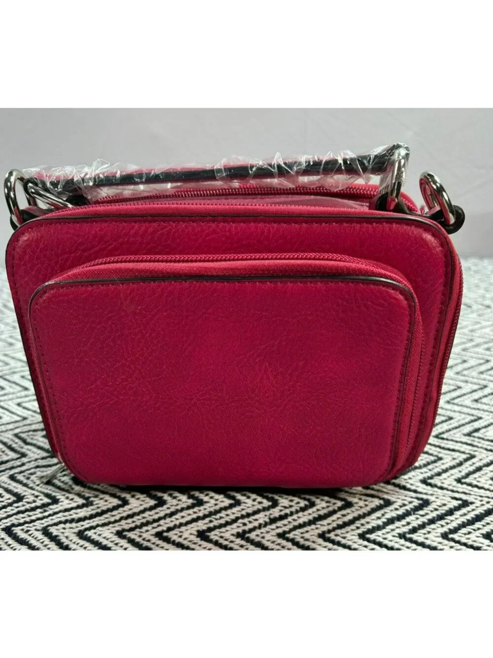 K. Carroll Womens Crossbody Bag Hot Pink RFID Vegan Leather Adjustable Strap 3-C